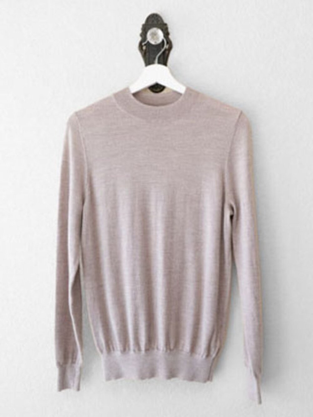 FIBFLX 100% Wool Sweater Medium Beige Lightweight Knit Minimalist Classic